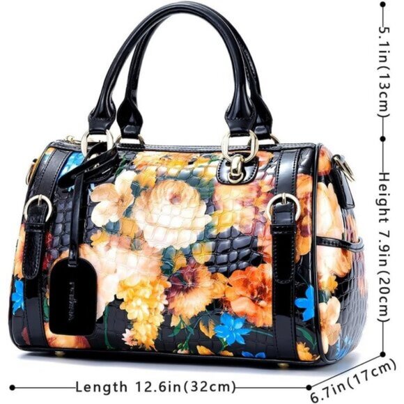 ⚡Women White Rose Genuine Leather Tote Handbag Clutch Purse Crossbody Bag - Picture 3 of 9